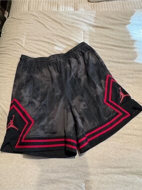 Jordan Men’s Black Athletic Shorts with Pink-Red Trim